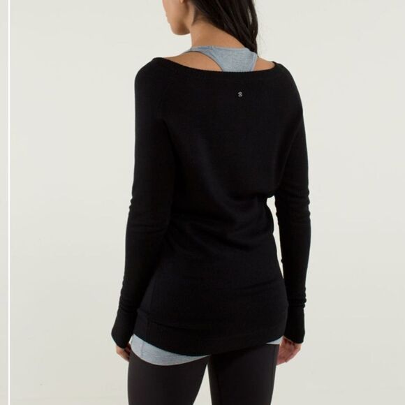 LULULEMON Cashmere Wool Reversible Scoop Neck Long Sleeve Sweater Black Grey 4 - Picture 12 of 15